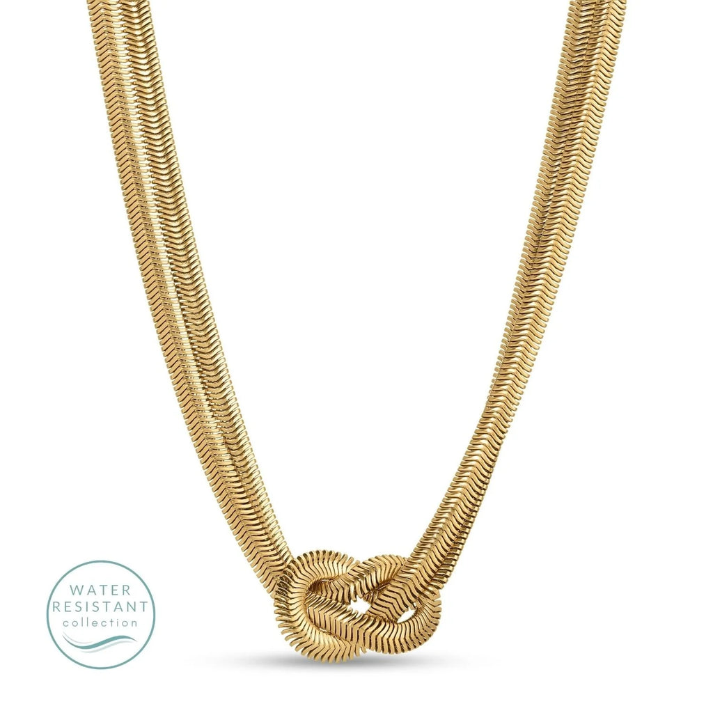 Water Resistant Double Strand Flex Snake Necklace with Knot