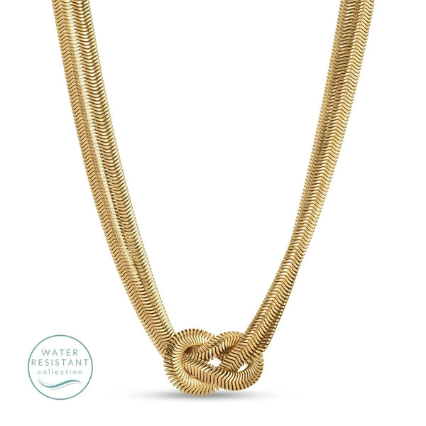 Water Resistant Double Strand Flex Snake Necklace with Knot