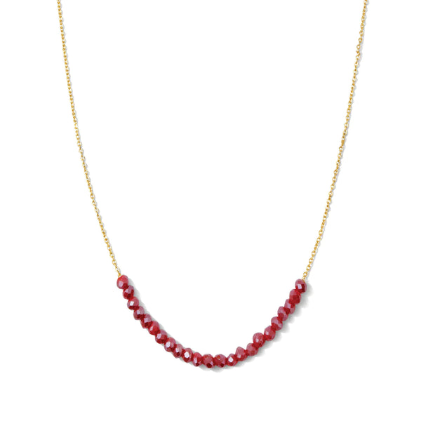 Delicate Crystal Accented Necklace- Cranberry