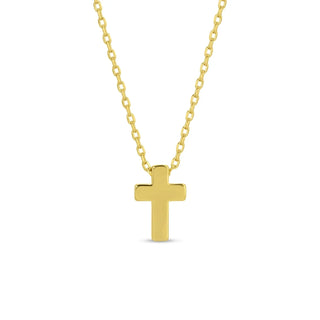 Small Simple Cross Necklace in Gold