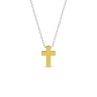 Cross Necklace with Chain Through Top - Gold/Silver