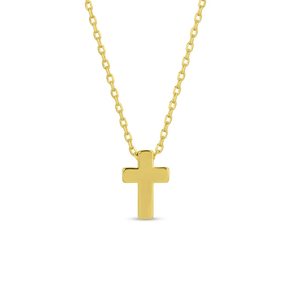 Small Simple Cross Necklace-Gold