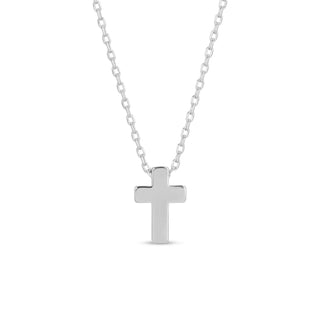 Small Simple Cross Necklace in Silver