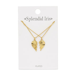 Be Connected - Pair of Heart Halves Friendship Necklaces-Gold