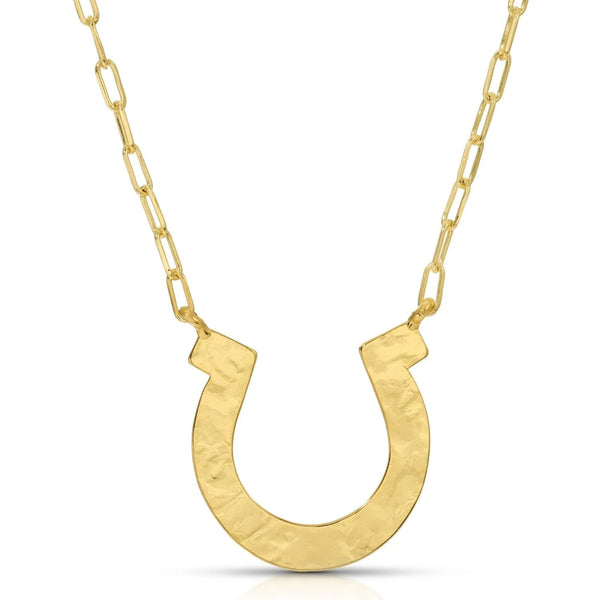 Textured Horseshoe Pendant Necklace