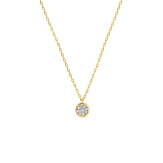 Small Round Framed Single CZ Pendant Necklace