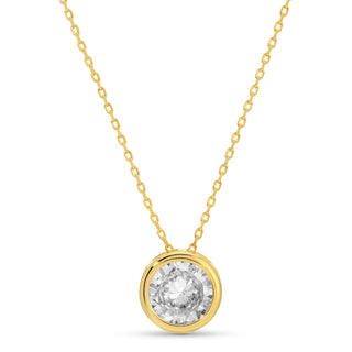 Large Round Framed CZ Pendant Necklace