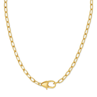 Oval Link Chain Necklace with Large Heart Clasp