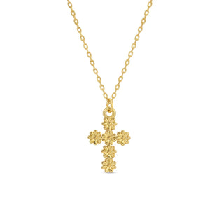 Multi Flower Cross Pendant Necklace