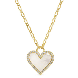 Heart Shell Pendant Necklace on Figure 8 Chain
