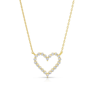 Delicate CZ Heart Necklace with Petite Gold Accents