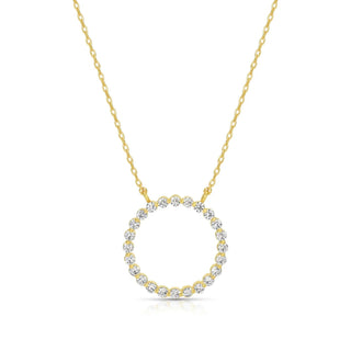 Delicate CZ Open Circle Necklace with Petite Gold Accents