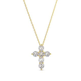 Bold Multi Round CZ Cross Pendant Necklace