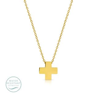 Simple Balanced Cross Necklace with Chain Through Top