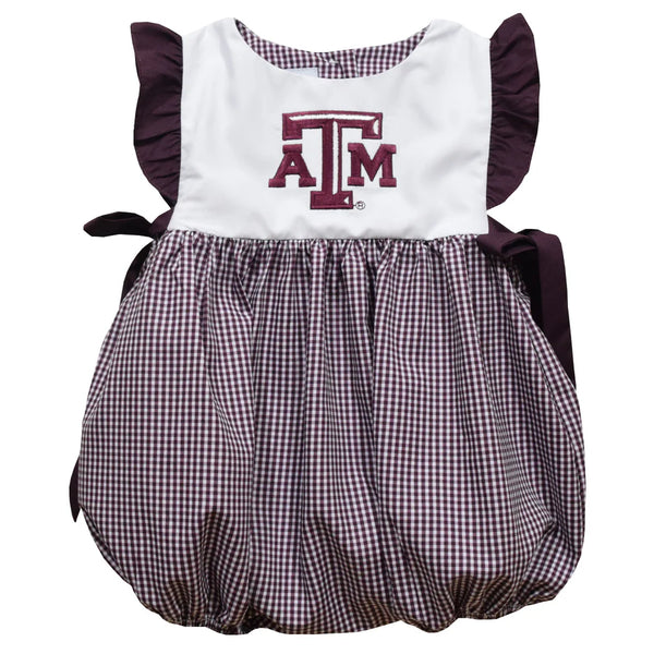 Texas A&M Embroidered Maroon Gingham Bubble