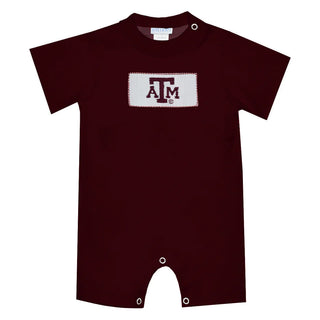 Texas A&M Smocked Maroon Knit Short Sleeve Romper