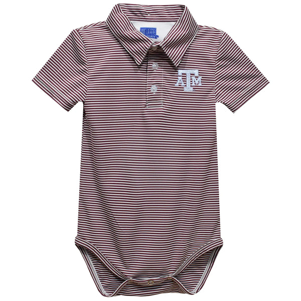 Stripe Polo Onesie Texas A&M