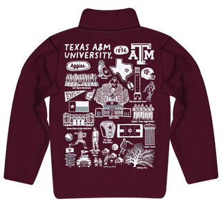Texas A&M Quarter Zip Hand Sketched Art Pullover