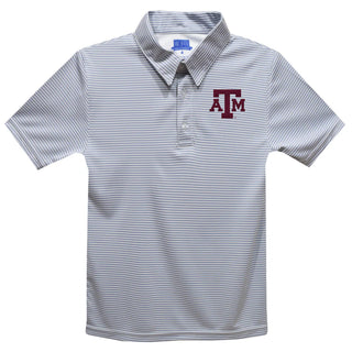 Texas A&M Gray Striped Performance Polo