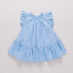 Harper Dress - Blue Dewdrop Block Print