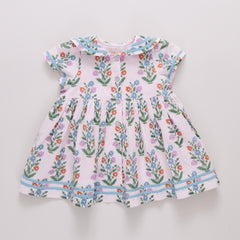 Elowen Dress - Pink Dewdrop Block Print