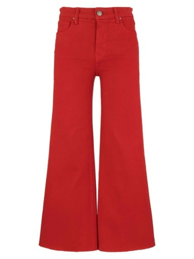 Meg High Rise Fab Ab Wide Leg Raw Hem Tomato