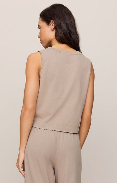 Sloane V-neck Top - Stone Gray
