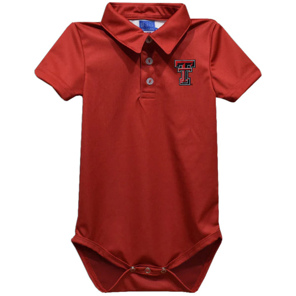 Texas Tech Embroidered Red Solid Knit Polo Onesie
