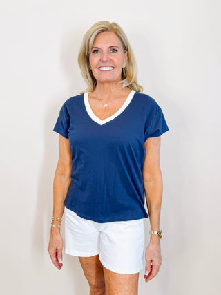 Modern Colorblocked V-neck Tee