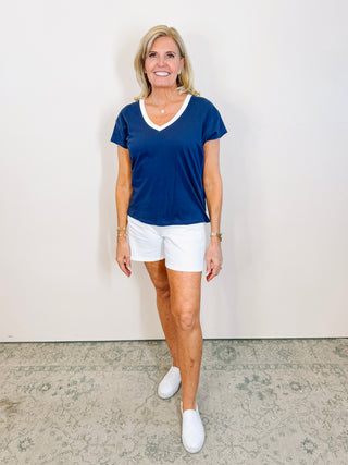 Modern Colorblocked V-neck Tee