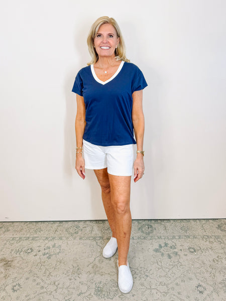 Modern Colorblocked V-neck Tee