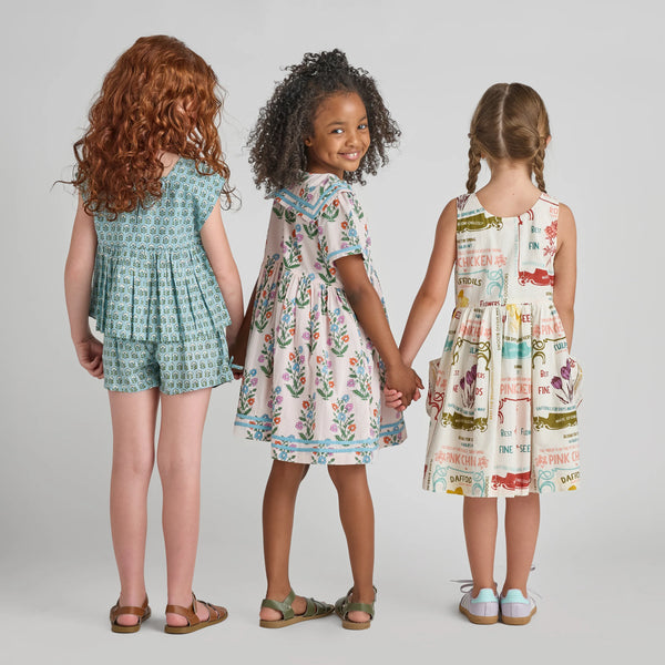 Elowen Dress - Pink Dewdrop Block Print