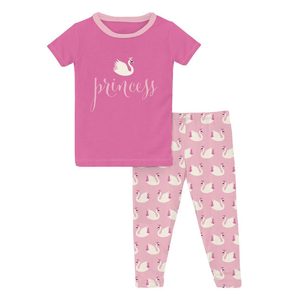 S/S Graphic Tee Pajama Set- Cake Pop Swan Princess