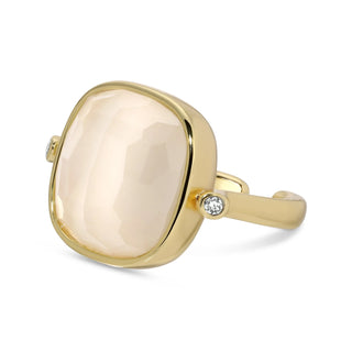 Rounded Square Faceted Stone Ring