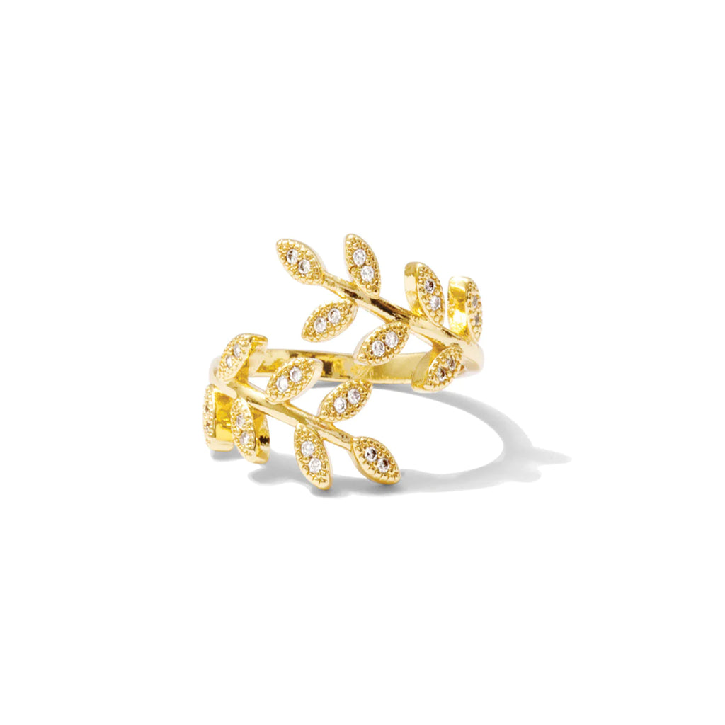 Gold Pave Adjustable Leaf Ring