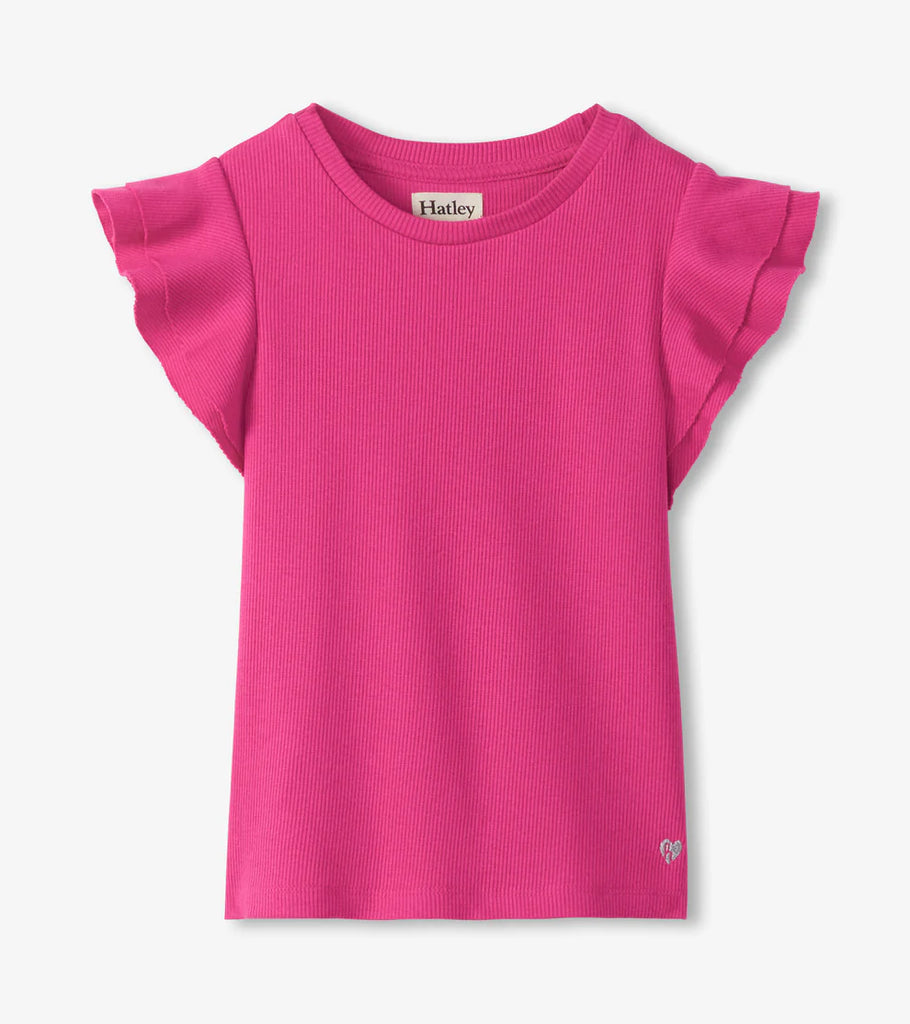 Raspberry Rose Ruffle Sleeve Tank
