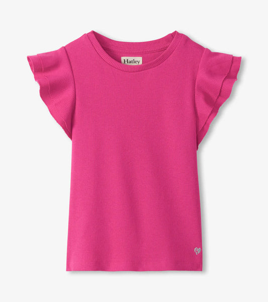 Raspberry Rose Ruffle Sleeve Tank