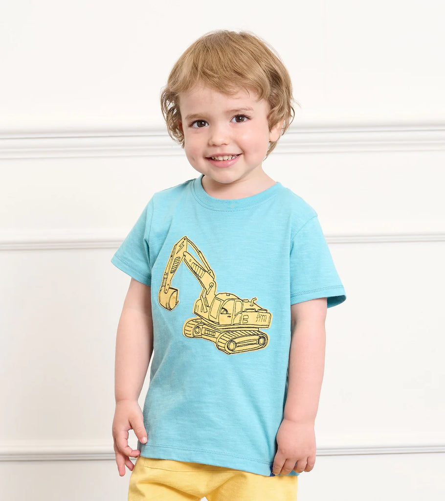 Digger Graphic Tee Shirt in Milky Blue