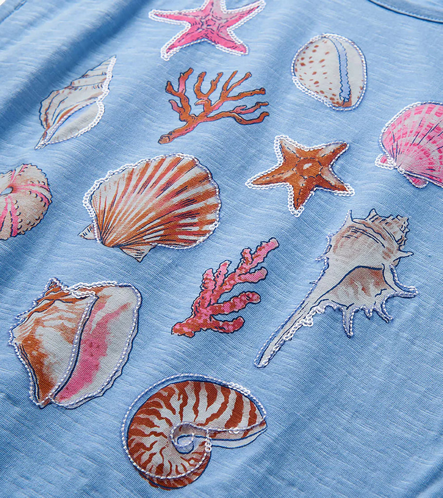 Sea Shell Cinched Shoulder Graphic Tee