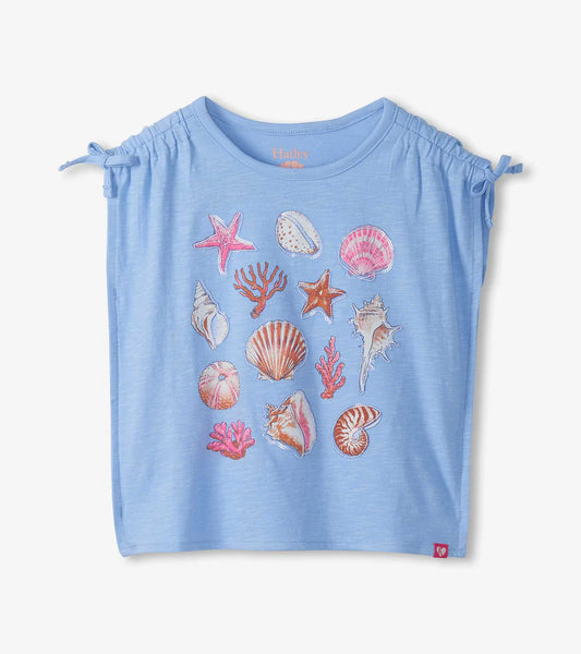 Sea Shell Cinched Shoulder Graphic Tee