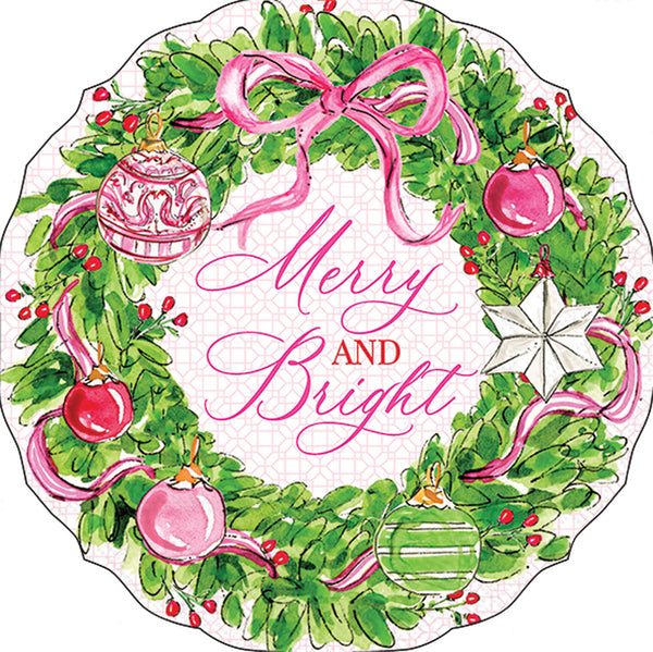 Merry & Bright Wreath Shaped Lunch Napkin