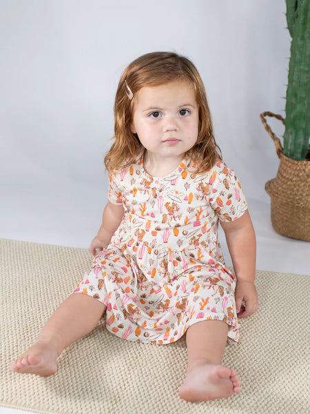 Saddle Up Cowgirl Print Short Sleeve Dress