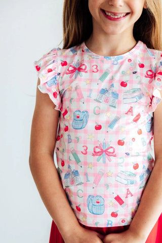 School Days Short Sleeve Ruffle Tee
