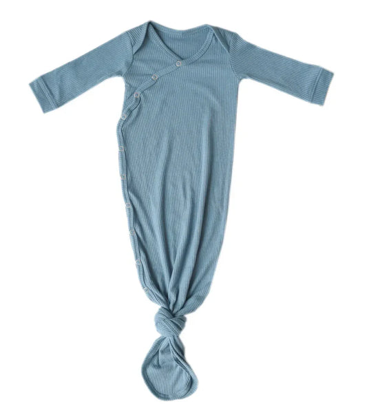 Atlantic Rib Knit Newborn Knotted Gown