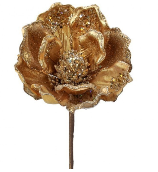 18” Sapphire and Gold Jeweled Marigold Stem