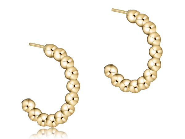 Beaded Classic 1" Post Hoop - 3mm Gold