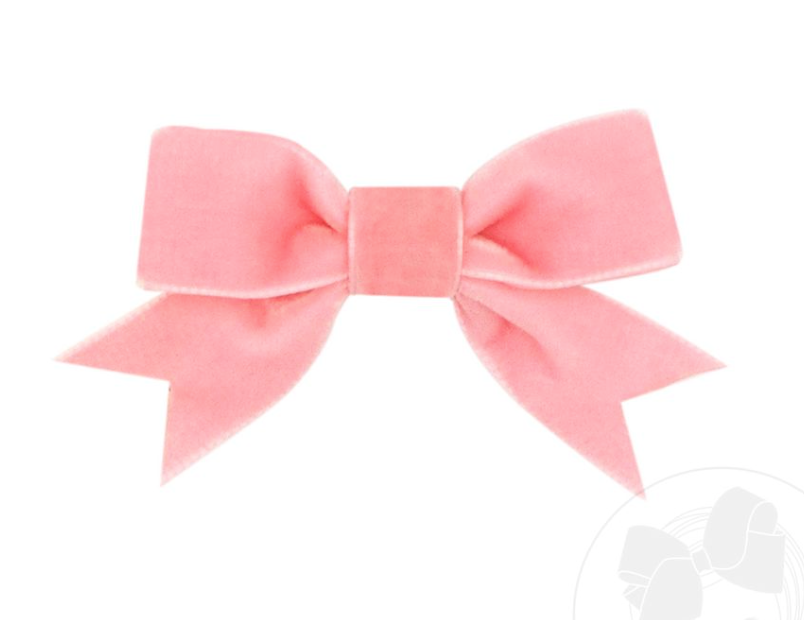 Blush Mini Velvet Bowtie Hairbow