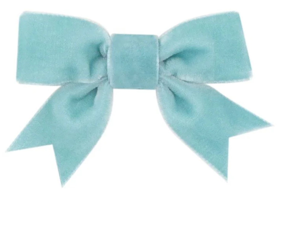 Dusty Blue Mini Velvet Bowtie Hairbow