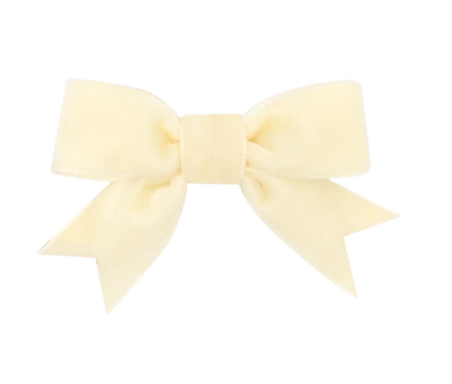 Ivory Mini Velvet Bowtie