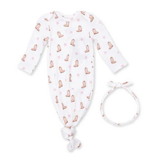 Mini Cowgirl Boots Knotted Gown and Headband Set